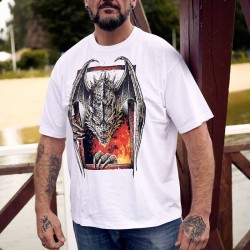 White Oversize Dragon T-Shirt