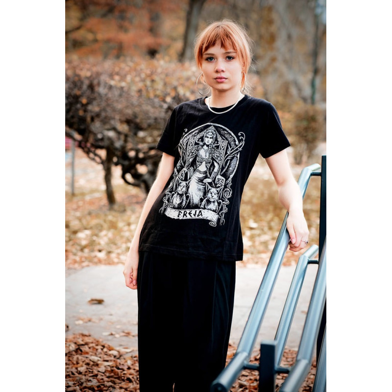 Beautiful Goddess Freja from Norse Mythology on Women's T-shirt